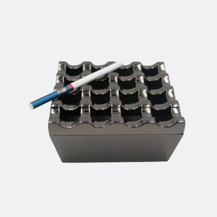 glossy Black Stainless Steel Ashtray | Aestyn Titan